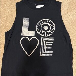 Spiritual Gangster Black Tank Top with Metallic Silver 'LOVE' Graphic- new!!